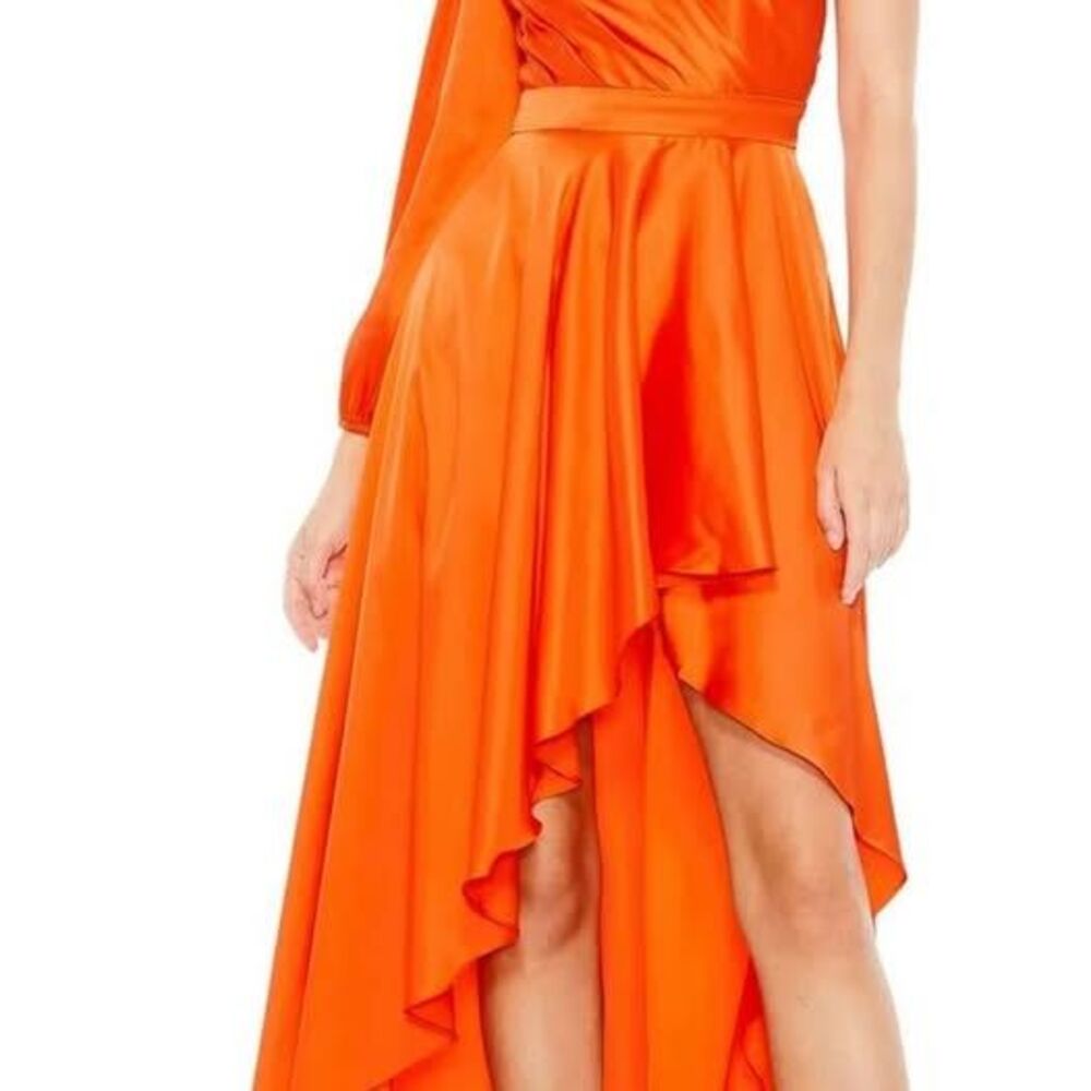 Mac Duggal Red One-Shoulder High-Low Gown Size 2